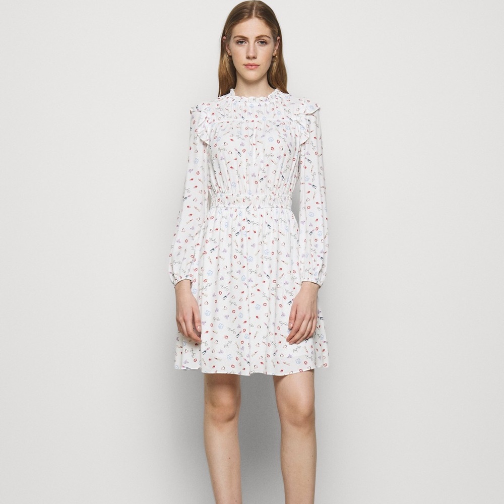 NWT Maje Rustini Printed Ruffle Dress Size 36